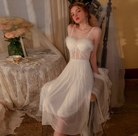 Satin Nightgown, Long Lace Lingerie, Fluffy Pajama, See Through Robe, Wedding Gift, Birthday Gift, Anniversary Gift, Gift for Her