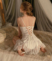 Satin Ruffle Nightgown, Silky Lace Lingerie, Pajama, Lace Robe, Bridal Nightie