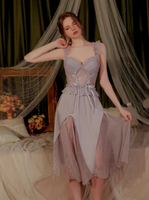 Satin Nightgown, Long Lace Lingerie, Pajama, See Through Robe, Wedding Gift, Birthday Gift, Anniversary Gift, Gift for Her