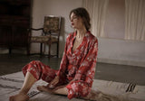 Kimono Floral Printed Pajama, Autumn Long-Sleeves Pajama