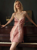 Never Say Never Silky Satin and Lace Nightgown, Exquisite Floral Lingerie Dress