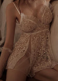 Playful Sheer Floral Lace Nightgown