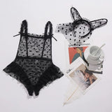 Polka Dot Lace See Through Lingerie Set