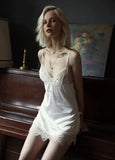 Fairy Satin Lace Lingerie Dress, Exquisite Nightgown