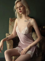 Fairy Satin Lace Lingerie Dress, Exquisite Nightgown