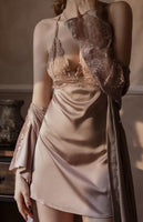 Vintage Satin Nightgown Set, Sexy Lingerie, Satin Lingerie