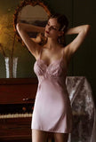 Satin Lace Butterfly Fairy Nightgown, Exquisite Lingerie Dress pink