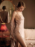 Satin Lace Embroidered Nightgown Sets