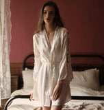 Satin Romantic Floral Embroidered Nightgown, Exquisite Lingerie Dress