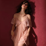 Sheer Off Shoulder Lingerie Dress, Sexy Nightgown