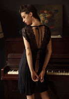 Shocking Raglan Style Lace and Mesh Nightgown, Exquisite Negligee