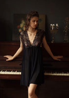 Shocking Raglan Style Lace and Mesh Nightgown, Exquisite Negligee