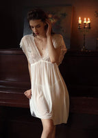 Shocking Raglan Style Lace and Mesh Nightgown, Exquisite Negligee