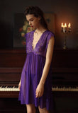 Shocking Raglan Style Lace and Mesh Nightgown, Exquisite Negligee