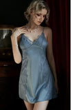 Simply Elegant Satin Lace Chemise Dress Nightgown