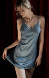 Simply Elegant Satin Lace Chemise Dress Nightgown