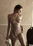 Sweet Little Bowknot Side Criss Cross Nightgown, Exquisite Lingerie Dress