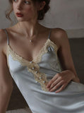 Vintage Dreamgirl Satin Lace Nightgown, Exquisite Lingerie Dress