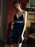 Vintage Velvet Sapphire Floral Nightgown