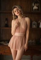 Innocent Flowy Mesh and Lace Babydoll Lingerie Dress, Nightgown