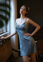 Elegant Vintage Satin Lace Nightgown,  Plus Sizes Available