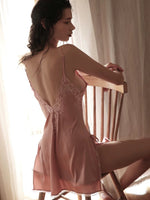 Elegant Vintage Lace Floral Embroidered Nightgown