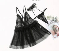 Elegant Sheer Chiffon Nightgown, Lingerie Set