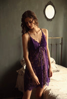 Elegant Lace Floral Embroidered Nightgown, Plus Sizes Available