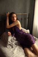 Elegant Lace Floral Embroidered Nightgown, Plus Sizes Available