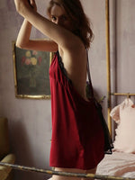 Satin Charming Lace Back Nightgown, Plus Sizes Available