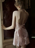 Sweet Fairy Satin Lace Chemise Nightgown, Exquisite Lingerie Dress