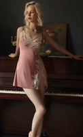 Magnificent Vintage Satin Silky Floral Embroidery Nightgown, Elegant Lingerie Dress, Chemise
