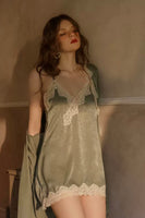 Vintage Satin Nightgown Set, Sexy Lingerie, Satin Lingerie, Satin Robe