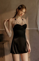 Charming Criss Cross Back Satin Nightgown, Exquisite Lingerie Dress