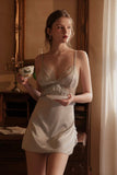 Elegant Satin Lace Nightgown, Exquisite Lingerie Dress