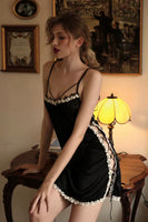 Elegant Little Flower Embroidered Satin Nightgown