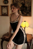 Elegant Little Flower Embroidered Satin Nightgown