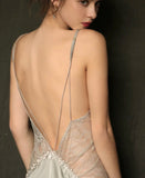 Floral Satin Embroidery Nightgown, Sexy Lingerie, Satin Lingerie
