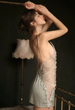 Floral Satin Embroidery Nightgown, Sexy Lingerie, Satin Lingerie
